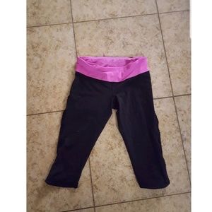 Lululemon Crop Leggings Pants Pink Black Sz 6